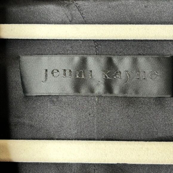 Jenni Kayne Jacket Size 8 Black Cream Wool Blend Silk Lined Blanket Coat Western - Picture 4 of 7